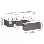 14 részes szürke polyrattan kerti ülőgarnitúra párnákkal