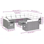 13részes vegyes bézs polyrattan kerti ülőgarnitúra párnákkal