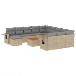 13részes vegyes bézs polyrattan kerti ülőgarnitúra párnákkal
