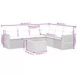 7 részes fekete polyrattan kerti ülőgarnitúra párnával