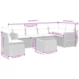 7 részes fekete polyrattan kerti ülőgarnitúra párnával