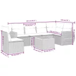 7 részes fekete polyrattan kerti ülőgarnitúra párnával