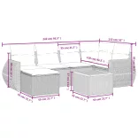 7 részes fekete polyrattan kerti ülőgarnitúra párnával