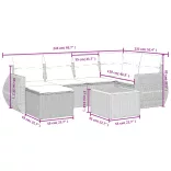 7 részes fekete polyrattan kerti ülőgarnitúra párnával