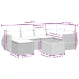 7 részes szürke polyrattan kerti ülőgarnitúra párnákkal