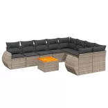 10 részes szürke polyrattan kerti ülőgarnitúra párnákkal