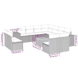 12 részes fekete polyrattan kerti ülőgarnitúra párnákkal