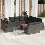 12 részes szürke polyrattan kerti ülőgarnitúra párnákkal