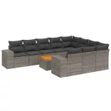 11 részes szürke polyrattan kerti ülőgarnitúra párnákkal