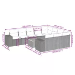11 részes szürke polyrattan kerti ülőgarnitúra párnákkal