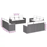 12 részes szürke polyrattan kerti ülőgarnitúra párnákkal