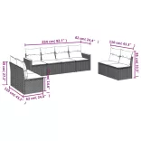 8 részes bézs polyrattan kerti ülőgarnitúra párnával