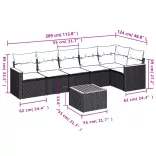 7 részes fekete polyrattan kerti ülőgarnitúra párnával