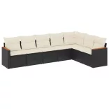7 részes fekete polyrattan kerti ülőgarnitúra párnával
