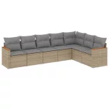 7 részes bézs polyrattan kerti ülőgarnitúra párnákkal