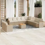 12 részes bézs polyrattan kerti ülőgarnitúra párnákkal