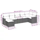 7 részes fekete polyrattan kerti ülőgarnitúra párnával