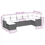 7 részes fekete polyrattan kerti ülőgarnitúra párnával