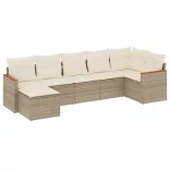 7 részes bézs polyrattan kerti ülőgarnitúra párnákkal