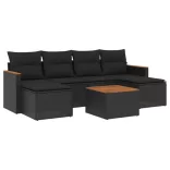 7 részes fekete polyrattan kerti ülőgarnitúra párnával