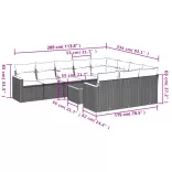 11 részes fekete polyrattan kerti ülőgarnitúra párnákkal