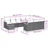 11 részes szürke polyrattan kerti ülőgarnitúra párnákkal