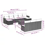 11 részes fekete polyrattan kerti ülőgarnitúra párnákkal