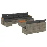 11 részes szürke polyrattan kerti ülőgarnitúra párnákkal