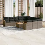 12 részes szürke polyrattan kerti ülőgarnitúra párnákkal