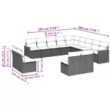13 részes bézs polyrattan kerti ülőgarnitúra párnákkal