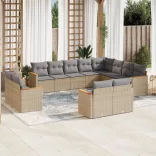 12 részes bézs polyrattan kerti ülőgarnitúra párnákkal