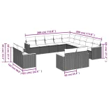 13 részes fekete polyrattan kerti ülőgarnitúra párnákkal