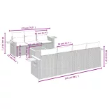 8 részes fekete polyrattan kerti ülőgarnitúra párnákkal