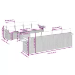 9 részes fekete polyrattan kerti ülőgarnitúra párnákkal