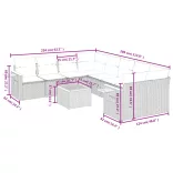 9 részes bézs polyrattan kerti ülőgarnitúra párnákkal