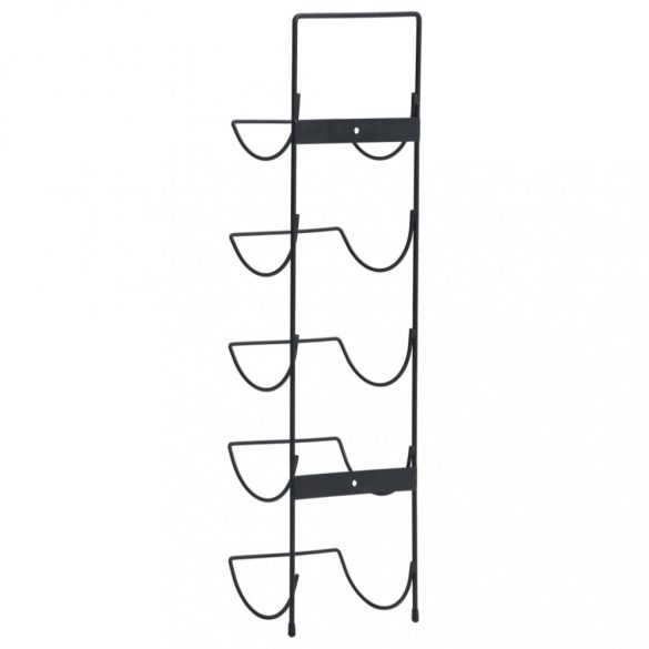 falra szerelhető fekete vas 5 palackos bortartó állvány