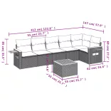7 részes fekete polyrattan kerti ülőgarnitúra párnával