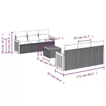 7 részes fekete polyrattan kerti ülőgarnitúra párnával