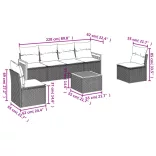 7 részes bézs polyrattan kerti ülőgarnitúra párnákkal