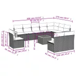 11 részes fekete polyrattan kerti ülőgarnitúra párnákkal