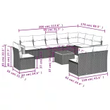 11 részes szürke polyrattan kerti ülőgarnitúra párnákkal