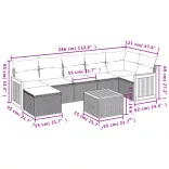8 részes bézs polyrattan kerti ülőgarnitúra párnával