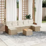 8 részes bézs polyrattan kerti ülőgarnitúra párnával