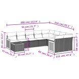 10 részes bézs polyrattan kerti ülőgarnitúra párnával