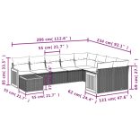 10 részes bézs polyrattan kerti ülőgarnitúra párnával