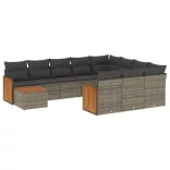 11 részes szürke polyrattan kerti ülőgarnitúra párnákkal