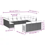 13 részes bézs polyrattan kerti ülőgarnitúra párnákkal