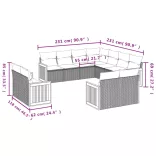 11 részes szürke polyrattan kerti ülőgarnitúra párnákkal