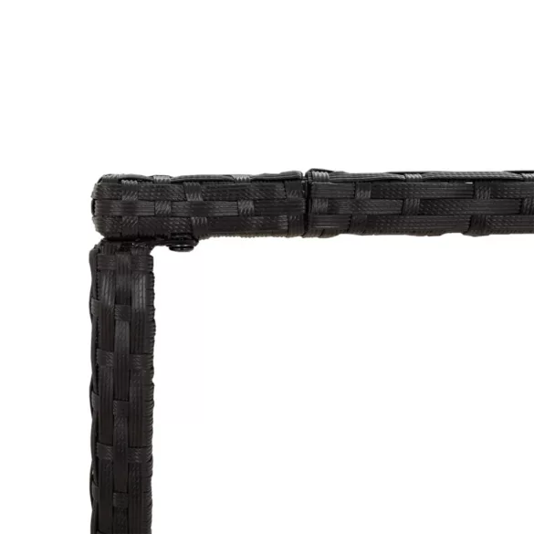 7 részes fekete polyrattan kerti bárszett párnákkal