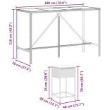 9 részes fekete polyrattan kerti bárszett párnával